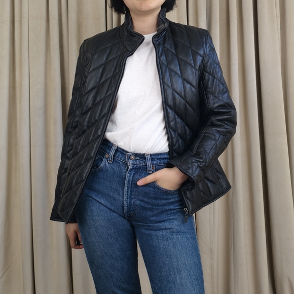 Vintage Gallery Black Quilted Leather Jacket - Picture 1 of 8